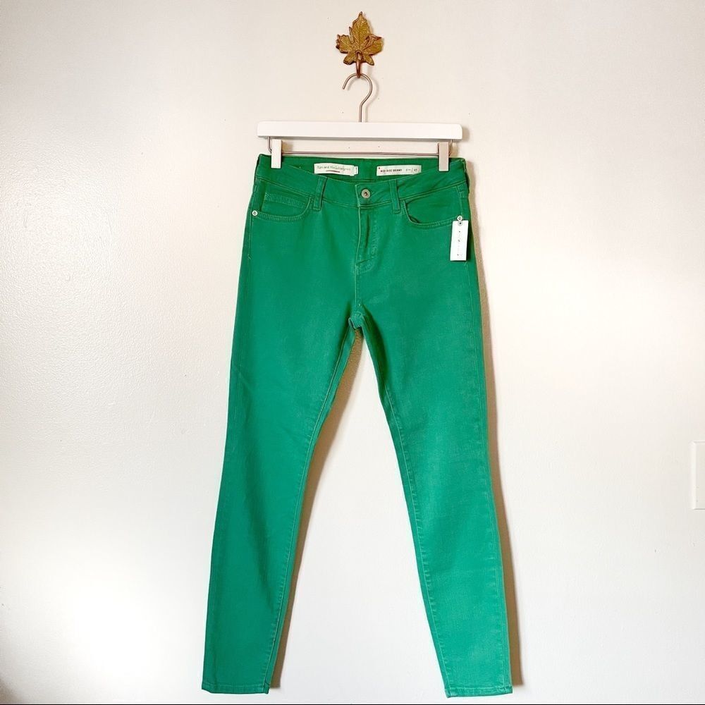 Anthropologie Pilcro & the Letterpress Green Mid Rise Skinny Ankle jeans sz 27